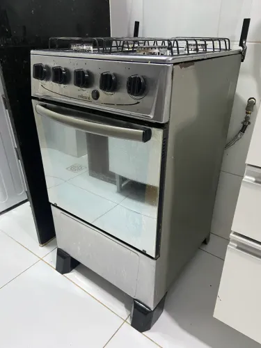 FOGÃO 4 BOCAS+FORNO CHAPA INOX+TAMPA DE VIDRO(ATLAS/MONACO) 