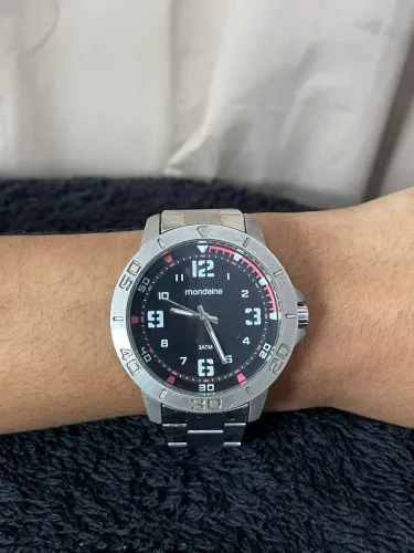 Relógio Mondaine Masculino Analógico Prata (Modelo 99350G0MVNE3).