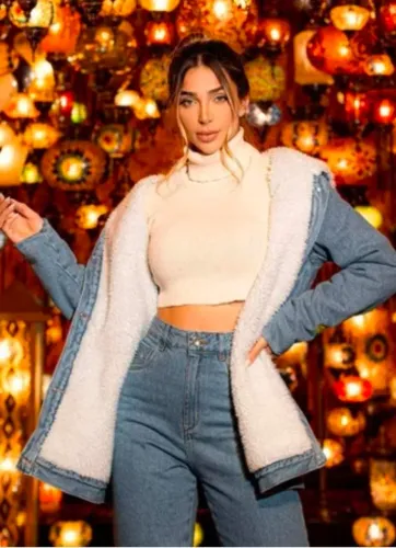 Jaqueta/ parka consciência jeans forrada