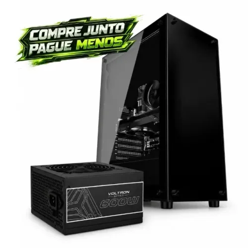 Kit Gabinete Gamer DUEX DX305T Lateral Vidro + Fonte 600W 80 Plus
