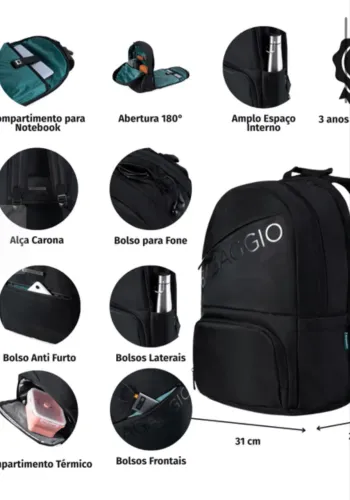 Mochila grande Executiva para notebook e compartimento térmico.