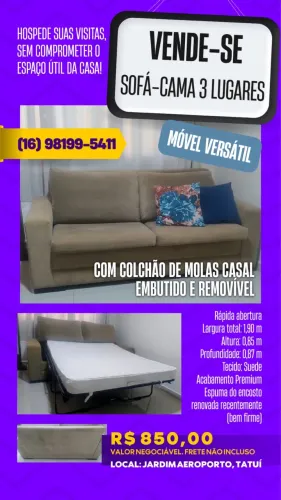 Vende-se sofá-cama de 3 lugares