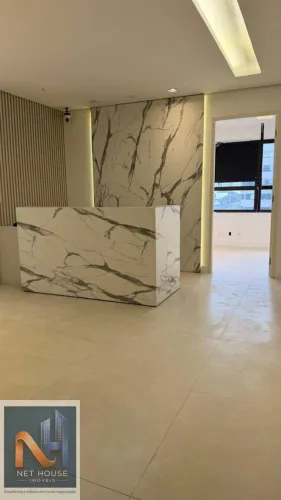 Vila Clementino: sala de 82 m² com recepção marmorizada, 2 banheiros e 2 vagas