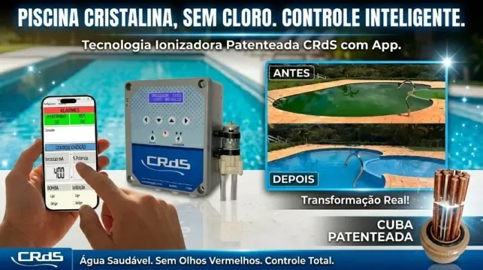 Ionizador para piscinas 35m3 com dosadora - Monitore pelo celular