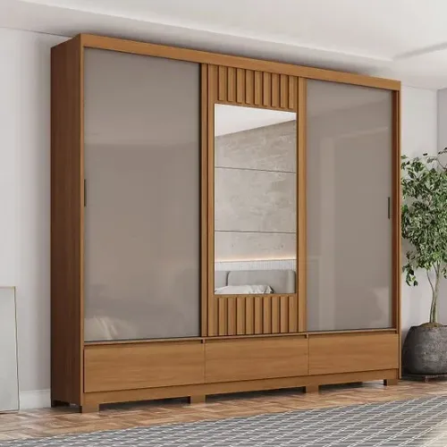 Guarda-Roupa 3 Portas Flex Delvin com Espelho - Entrega/Montagem gratis Fortaleza