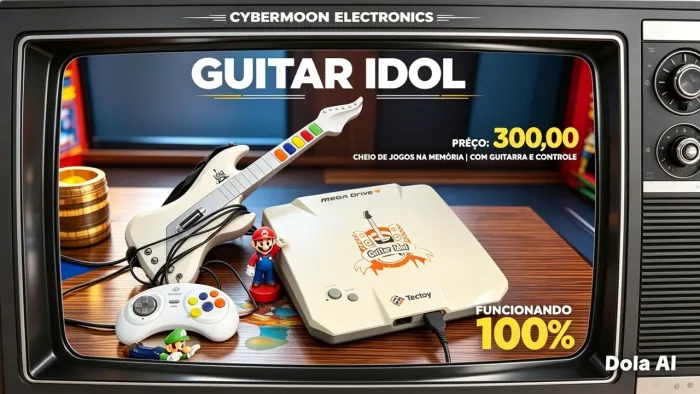 Mega drive guitarra idol + guitarra e controle
