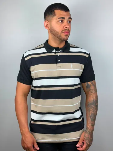 Camisa pólo aleatóry listra horizontal