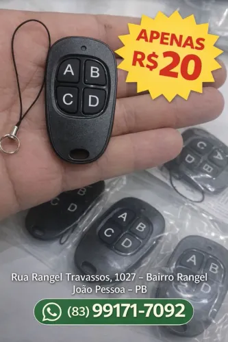CONTROLE PARA MOTOR DE PORTÃO DE GARAGEM 4 botões (A, B, C, D) PRETO, fazemos codificação