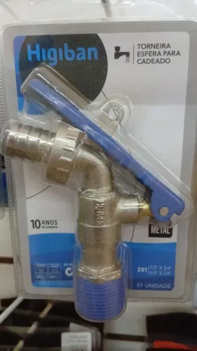 Promoção Higiban Torneira Esfera Para Cadeado Metal - 2x1 (1/2x3/4 - 3/4x3/4) R$29,90