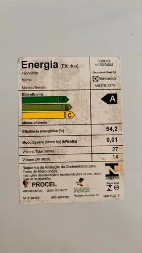 Micro-ondas Electrolux 27L Branco com 55 receitas pré-programadas e Função Tira Odor