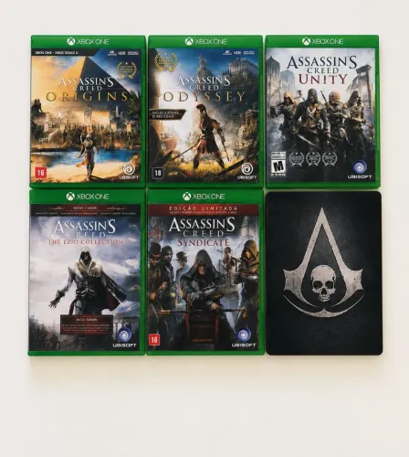 Coleção Assassin?s Creed Xbox One + Steelbook Black Flag | Origins, Odyssey, Unity e mais