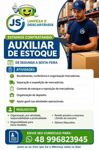 VAGA DE AUXILIAR DE ESTOQUE