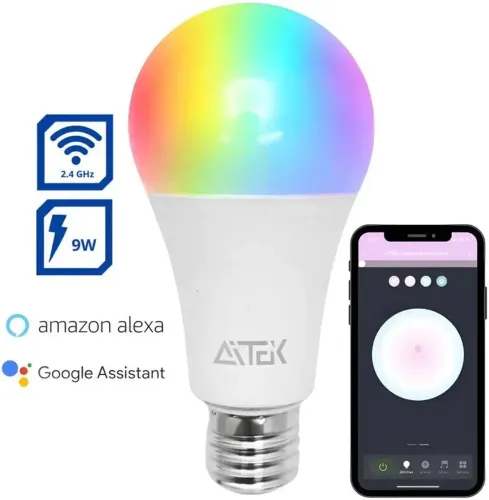 Lâmpada Inteligente 9w Rgb Smart Wi-fi Compatível Com Alexa