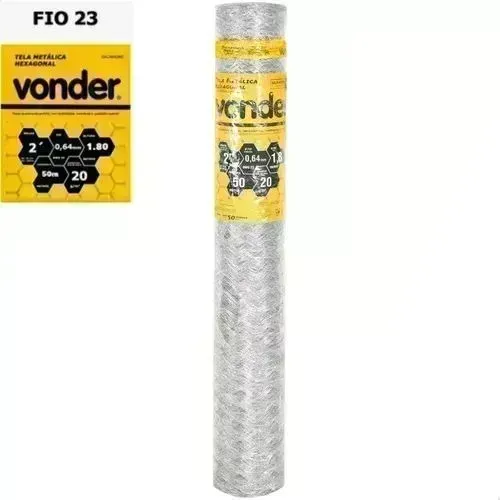 Tela para Galinheiro metálica hexagonal malha 2", 23 BWG x 1,8 m, com 50m Vonder