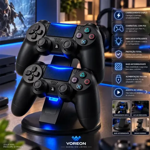 Suporte Base Carregador Controles Compatível com Playstation PS4
