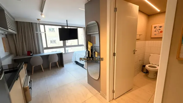 Apartamento mobiliado 1 dormitório para alugar em Pinheiros com piscina e academia próximo