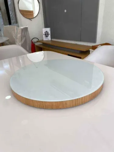 Prato Giratorio OffWhite e Vidro 50cm