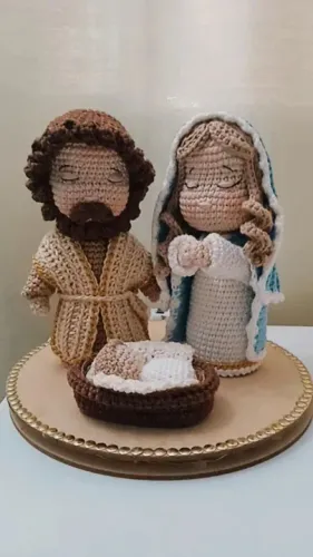 Sagrada Família em crochê - Decoração Natalina