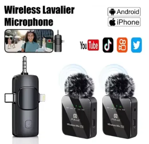 Par de Microfones de lapela sem fio para câmera Celular z1335