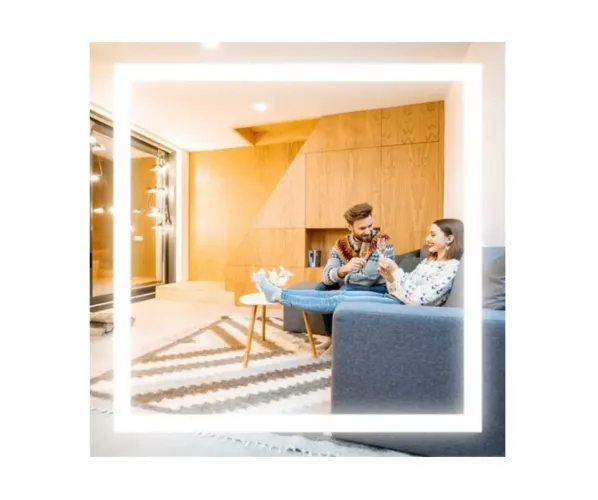 Espelho com led 100x100 luz fria