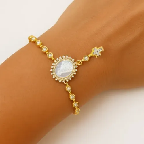 Pulseira Dourada Nossa Senhora Aparecida - Bijuteria Fina