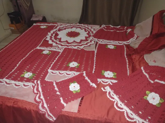 Jogo de cozinha de crochê 