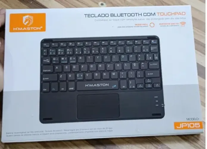 Teclado UltraFino Bluetooth Portátil Para Tablet Celular com TouchPad H'maston JP-105