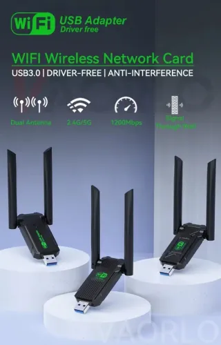 Adaptador Wi-Fi USB 3.0 1200Mbps Antena Dupla Driver Free