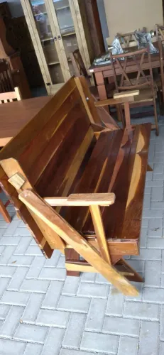 Mesa Banco Madeira de Ipê Envernizado 1,50 X 56