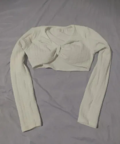 Cropped De Manga Comprida Branca