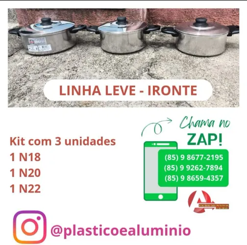 Conjunto de panelas de alumínio linha leve ironte