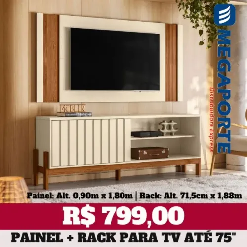 Rack Bancada + Painel 1,80m para TV até 75" (Novo) Entrega Grátis!  