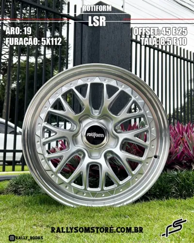 Jogo De Rodas Rotiform LSR Prata Borda Diamantada 5x112 - 19x8,5