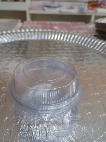Pote com tampa de plástico transparente S642  para sobremesa, salada, patês com 50und 