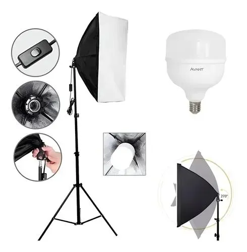 Kit softbox 50x70+ tripe e lampada 50w