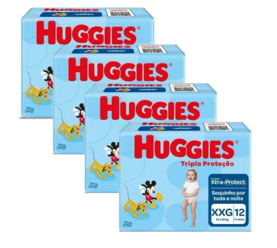Kit 4 Fraldas Huggies Tripla proteção XXG - 48 unidades (Total)