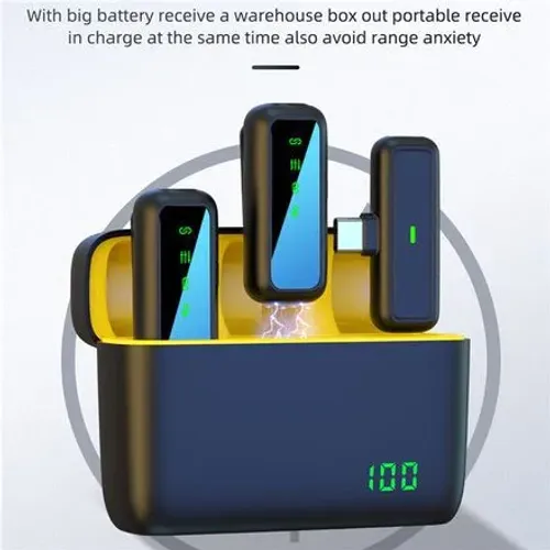 Microfone Lavalier Sem Fio tipo Usb-c duplo Podcast Lapel Mic