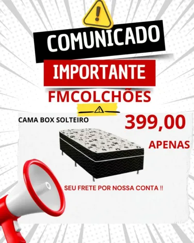 Cama Box Solteiro FMColchões - Frete Grátis!