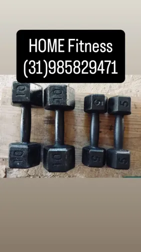 Kit com 2 halteres de 10 kg e 2 halteres de 5 kg Sextavados