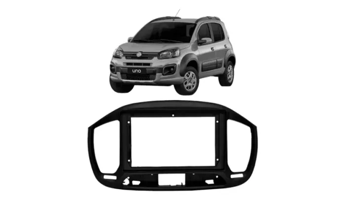 Moldura de Multimídia Painel 2din 9 Polegadas Preto para o Fiat Uno ano 2015 até 2021