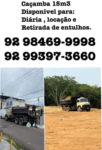 Caçamba de 15m3 disponível para retirada de entulhos 