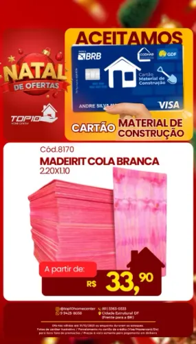 MADEIRIT COLA BRANCA (05,5MM) 2.20X1.10 R$33,90