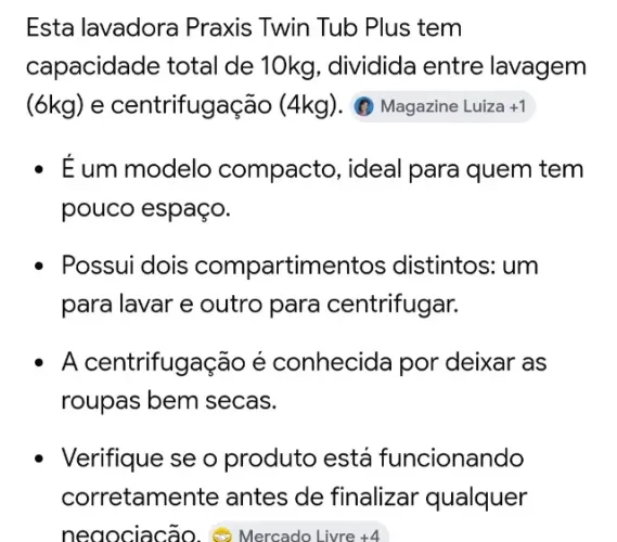 Lavadora e centrífuga Max plus de 10 kg com caixa e nota fiscal 