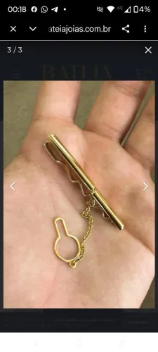 Prendedor de gravata ouro 18k 8,2 gramas