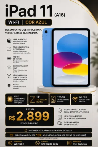 iPad 11 128GB AZUL WI-FI