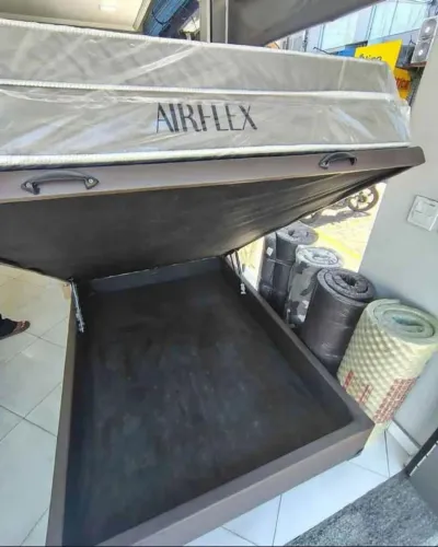 Cama casal _ Base Baú + Colchão casal D33 Airflex