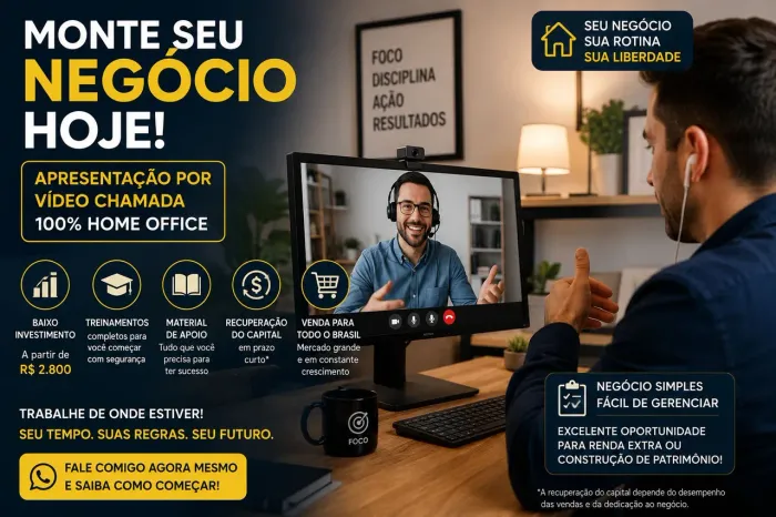 MONTE SEU PRÓPRIO NEGÓCIO HOJE - BAIXO INVESTIMENTO E ALTO POTENCIAL!