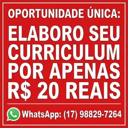 elaboro seu curriculum por apenas 20 reais oportunidade