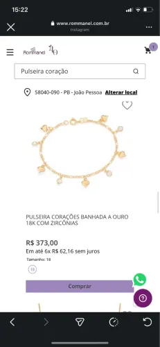 Pulseira banhada ouro 18k