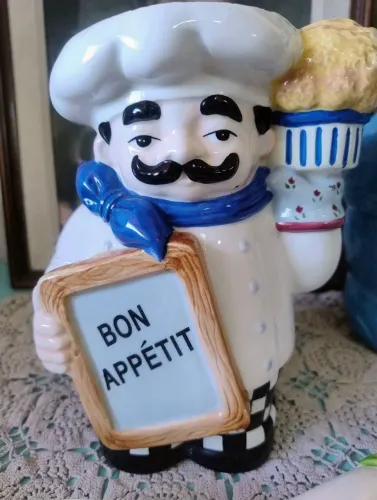 Porta talheres antigo de porcelana chef de cozinha